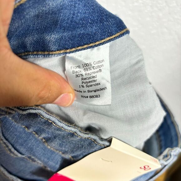 So Front Slit Denim Frayed Bottom Hem Distressed Midi Skirt Blue 11/30W - Picture 5 of 9